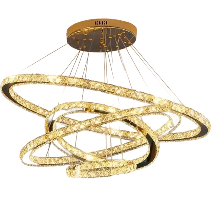 Luminous PRISM LED Chandelier, Crystal and Metal, 210W, 4 Circles, Dimmable, Cold/Warm/Neutral Light, Luxurious Lighting
