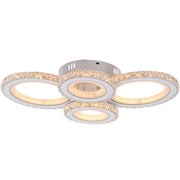 LED chandelier with remote control and crystal NOVA ROTONDA RGB 82W, 4 Circles, Cold/Warm/Neutral light, Dimmable, White