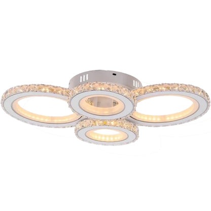 LED chandelier with remote control and crystal NOVA ROTONDA RGB 82W, 4 Circles, Cold/Warm/Neutral light, Dimmable, White