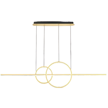 Suspended LED chandelier with remote control CASSANDRA 40W, Linear, Cold/Warm/Neutral light, Dimmable, Gold, Adjustable height