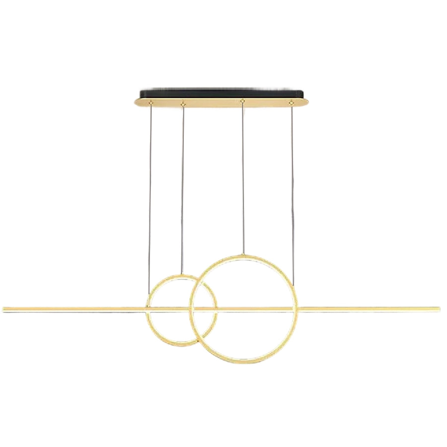 Suspended LED chandelier with remote control CASSANDRA 40W, Linear, Cold/Warm/Neutral light, Dimmable, Gold, Adjustable height