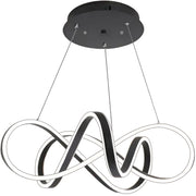 Suspended LED chandelier with remote control INFINITY HALO 69W, Cold/Warm/Neutral light, Dimmable, Black, Height Adjustable
