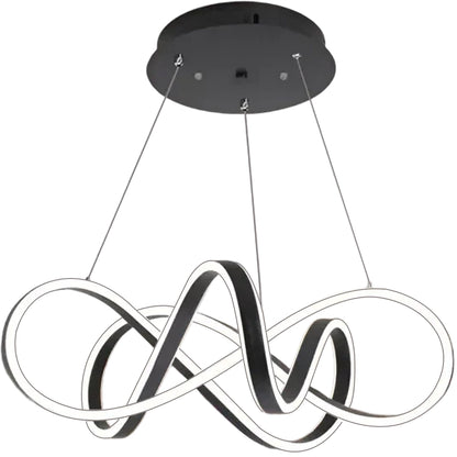 Suspended LED chandelier with remote control INFINITY HALO 69W, Cold/Warm/Neutral light, Dimmable, Black, Height Adjustable
