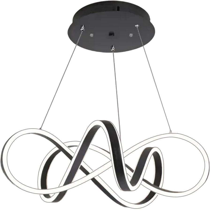 Suspended LED chandelier with remote control INFINITY HALO 69W, Cold/Warm/Neutral light, Dimmable, Black, Height Adjustable