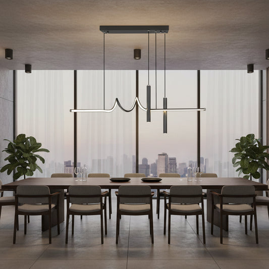 Suspended LED chandelier with remote control DANNA 35W, Cold/Warm/Neutral light, Dimmable, Black, Height Adjustable