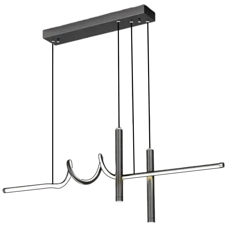 Suspended LED chandelier with remote control DANNA 35W, Cold/Warm/Neutral light, Dimmable, Black, Height Adjustable