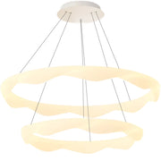 LED Chandelier, suspended with Remote Control, AMADEO, 89W, Cold/Warm/Neutral Light, Dimmable, Adjustable Height, White