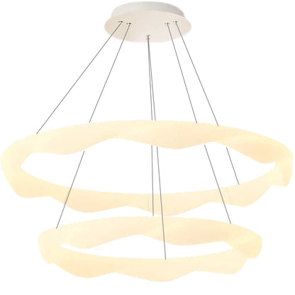 LED Chandelier, suspended with Remote Control, AMADEO, 89W, Cold/Warm/Neutral Light, Dimmable, Adjustable Height, White