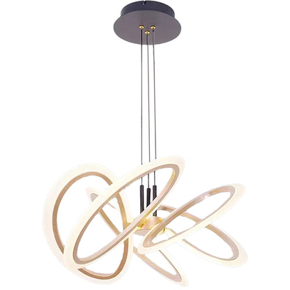 Suspended LED chandelier with remote control RIMINI 86W, 5 Elements, Cold/Warm/Neutral light, Dimmable, Gold