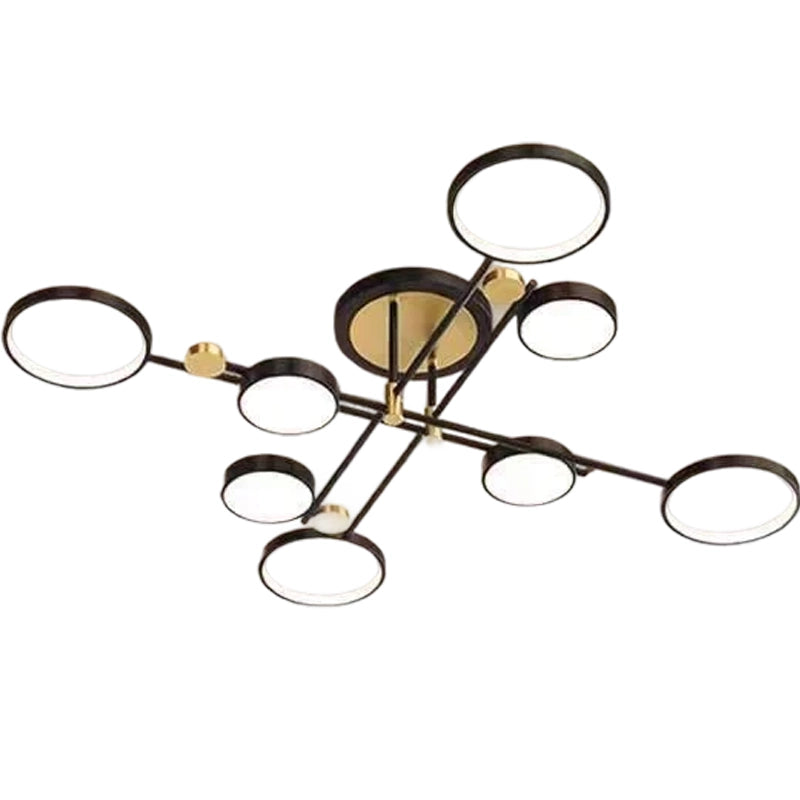 LED Chandelier with Remote Control LT721/8BK+GD, 45W, 8 Elements, Warm/Cold/Neutral Light, Dimmable, Black/Gold