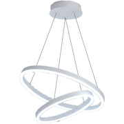 Suspended LED chandelier with remote control CASIANA 41W, 2 Circles, Cold/Warm/Neutral light, Dimmable, White, Height Adjustable