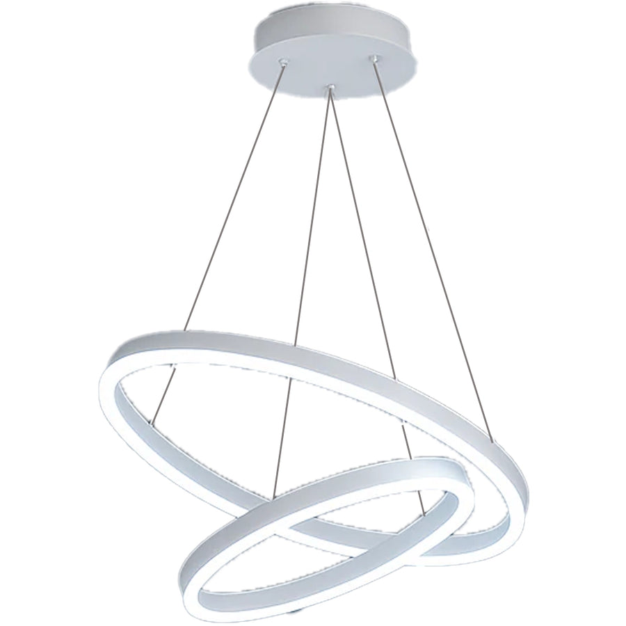 Suspended LED chandelier with remote control CASIANA 41W, 2 Circles, Cold/Warm/Neutral light, Dimmable, White, Height Adjustable