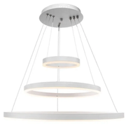 Suspended LED chandelier with remote control SERENA 85W, 60cm, 3 Circles, Cold/Warm/Neutral light, Dimmable, White, Height Adjustable