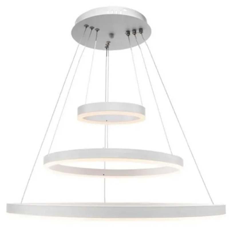 Suspended LED chandelier with remote control SERENA 85W, 60cm, 3 Circles, Cold/Warm/Neutral light, Dimmable, White, Height Adjustable