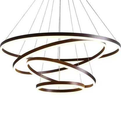 Suspended LED chandelier with remote control CASIANA 130W, 4 Circles, Cold/Warm/Neutral light, Dimmable, Black, Height Adjustable