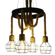 Wheel Chandelier LV580/4BK, 4xE27, Brown, Metal and String