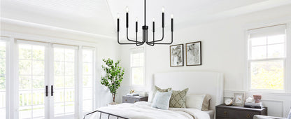 AVANT Metallic Chandelier, Pendant type with arms, Round, 6xE14, Black