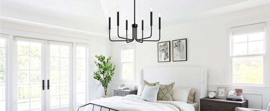 AVANT Metallic Chandelier, Pendant type with arms, Round, 6xE14, Black