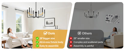 AVANT Metallic Chandelier, Pendant type with arms, Round, 6xE14, Black