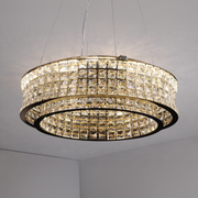 LED Chandelier LLC130/1CH, Crystal and Metal, 31W, 1 Circle, Dimmable, Adjustable Height, Cold/Warm/Neutral Light, Luxurious Lighting