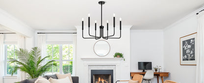 AVANT Metallic Chandelier, Pendant type with arms, Round, 6xE14, Black