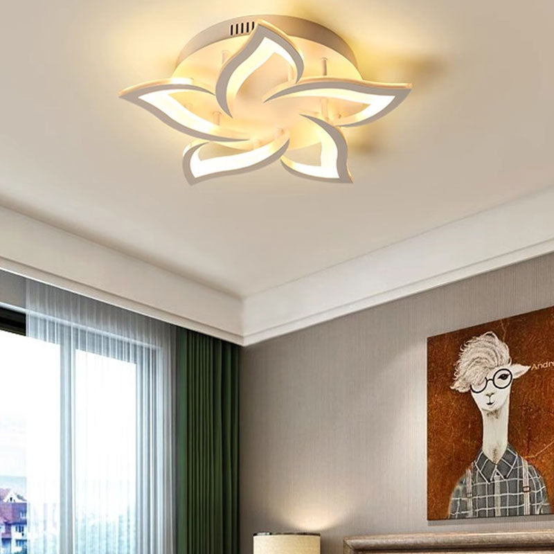 LED chandelier with remote control LOTUS 74W, 5 Petals, Cold/Warm/Neutral light, Dimmable, White