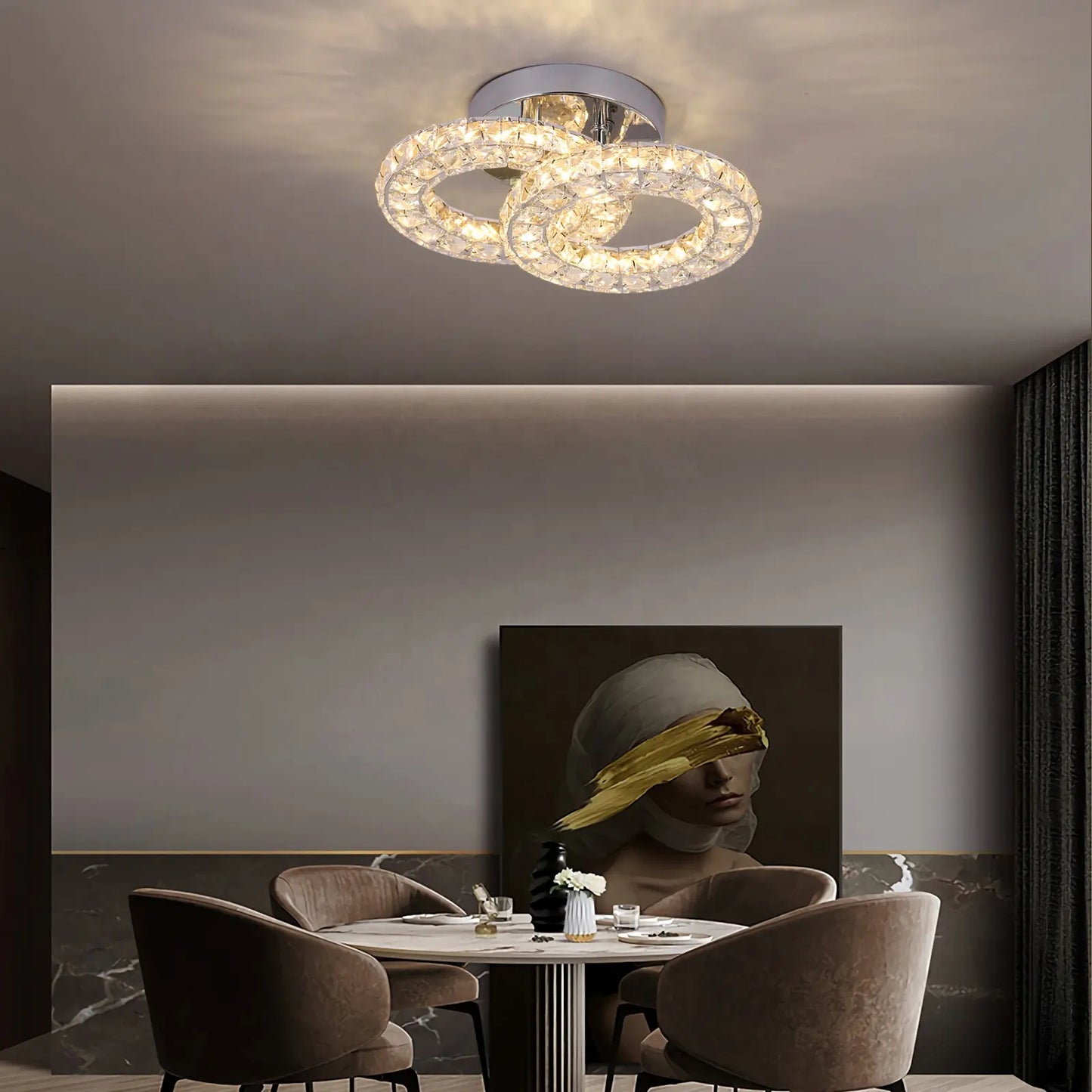 Crystal LED Chandelier with Remote Control Zabina 32W Chrome