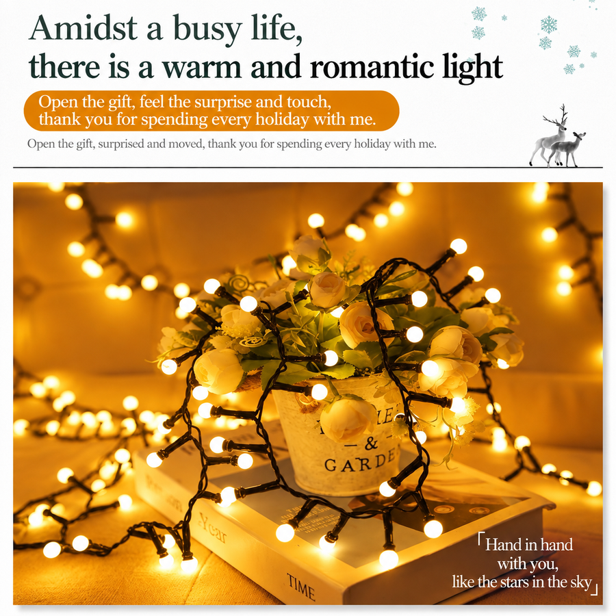 Linear Christmas Installation Type Mini Globes, Warm Light, 1000cm, 300 LEDs, IP44