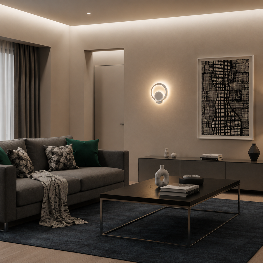 Urbanist LED Wall Lamp 19W Round Cold/Warm/Neutral Light Acrylic and White Metal