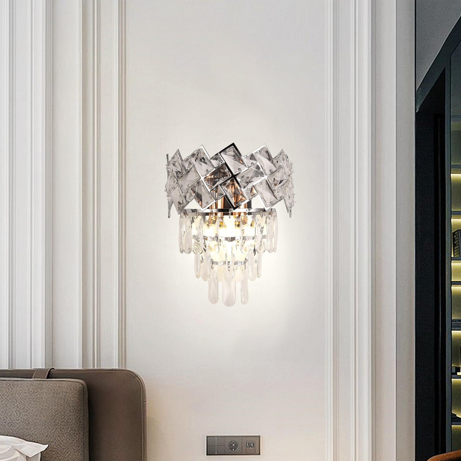 WINDSOR Cristal wall lamp, 2x E14, Shiny Chrome Indoor wall lights Default Title Alessandro Design
