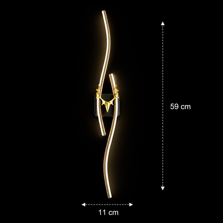 LED Decorative Wall Light FYAN, 48W, 59x14cm, Warm / Neutral / Cold Light, Gold, Metal and Acrylic