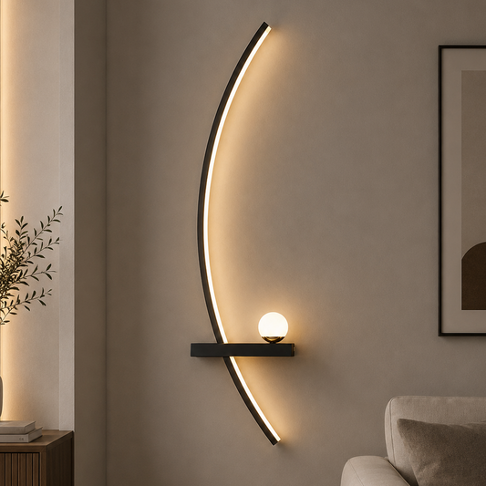 GDANSK Decorative LED Wall Light, 20W, 57x20cm, Warm / Neutral / Cold Light, Black, Metal and Acrylic