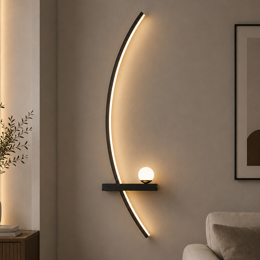 GDANSK Decorative LED Wall Light, 20W, 57x20cm, Warm / Neutral / Cold Light, Black, Metal and Acrylic