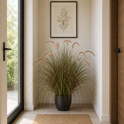 Foxtail Artificial Grass Ornamental Plant, 100cm, Curved Grass with Spices, Pink and Green, No Pot