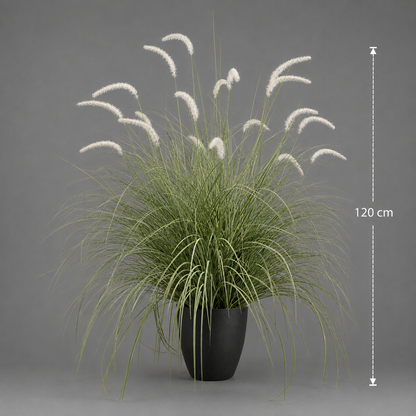 Foxtail Artificial Grass Ornamental Plant, 120cm, Curved Grass and Spices, Green and White, No Pot