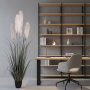 Artificial Plant Ornamental Grass, 240cm, with 5 strands, Reed and Grass, Green and Grey, No Pot