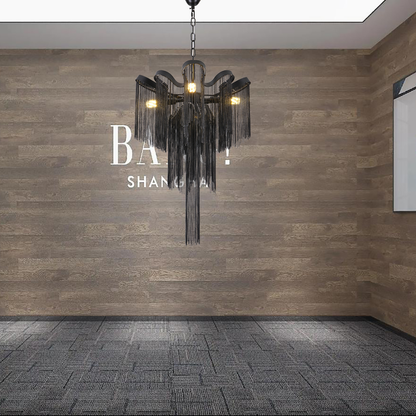 Chandelier B8000/4BK, 4xE14, Diameter 43 cm, Height 68 cm, IP20, Black, Iron, Aluminum, Bulbs Not Included