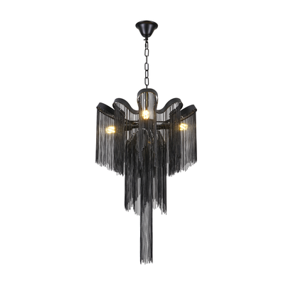 Chandelier B8000/4BK, 4xE14, Diameter 43 cm, Height 68 cm, IP20, Black, Iron, Aluminum, Bulbs Not Included
