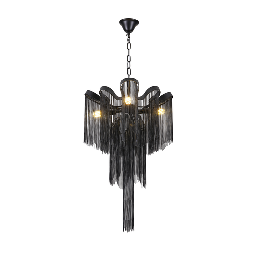 Chandelier B8000/4BK, 4xE14, Diameter 43 cm, Height 68 cm, IP20, Black, Iron, Aluminum, Bulbs Not Included