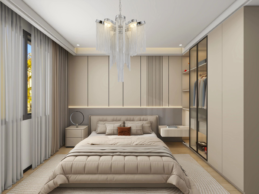 Chandelier B8000/4CH, 4xE14, Diameter 43 cm, Height 68 cm, IP20, Silver, Iron, Aluminum, Bulbs Not Included