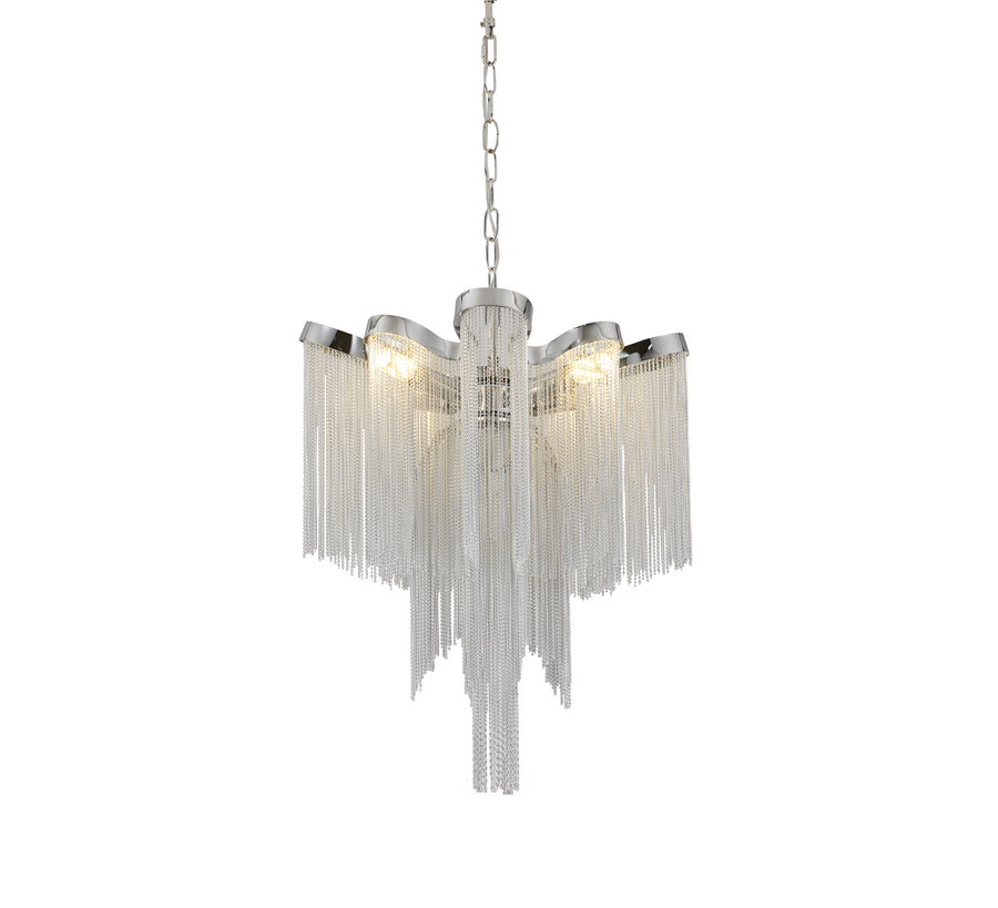 Chandelier B8000/4CH, 4xE14, Diameter 43 cm, Height 68 cm, IP20, Silver, Iron, Aluminum, Bulbs Not Included