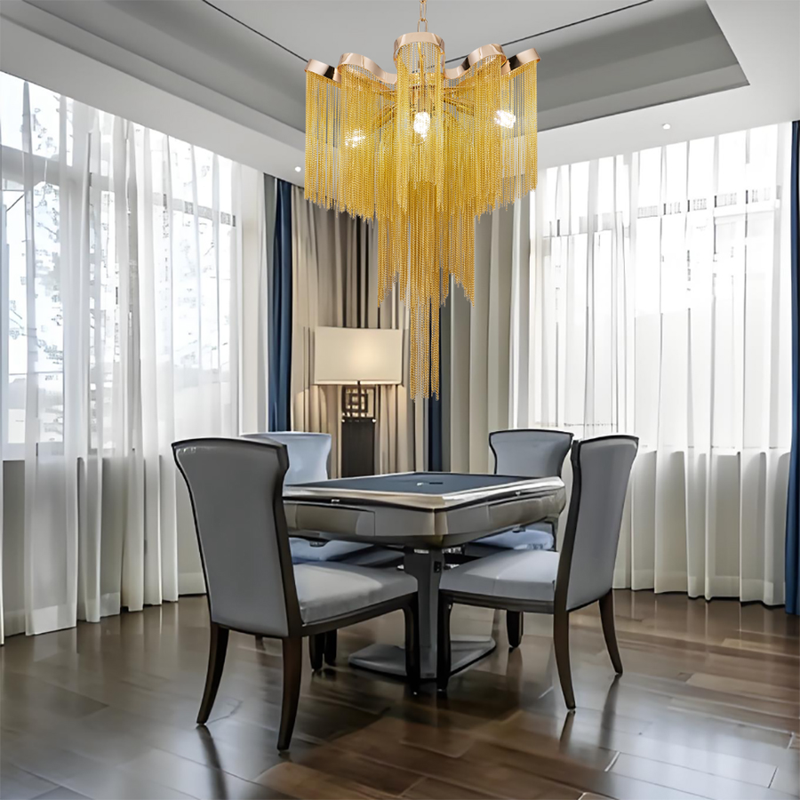 Chandelier B8000/4GD, 4xE14, Diameter 43 cm, Height 68 cm, IP20, Gold, Iron, Aluminum, Bulbs Not Included