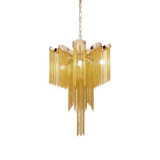 Aurora Chandelier, 4xE14, Diameter 43 cm, Height 68 cm, Gold, Metal Modern Chandeliers Default Title Alessandro Design