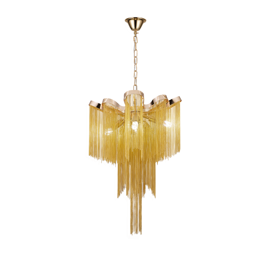 Chandelier B8000/4GD, 4xE14, Diameter 43 cm, Height 68 cm, IP20, Gold, Iron, Aluminum, Bulbs Not Included