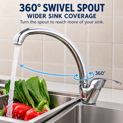 Glossy Chrome Kitchen Faucet LB00C, Ceramic Cartridge, Complete Set