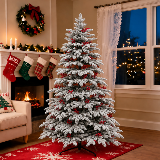 Artificial CRAN fir tree, 150 cm, 320 tips, Green and White