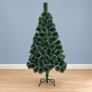 MANIITSOQ Artificial Fir Tree, 150 cm, 130 Tips, Metal Stand, Green Needles with White Tips