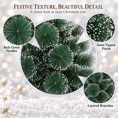 MANIITSOQ Artificial Fir Tree, 150 cm, 130 Tips, Metal Stand, Green Needles with White Tips