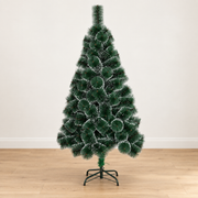 MONTIA Artificial Fir Tree, 210 cm, 280 Tips, Metal Stand, Green Needles with White Tips