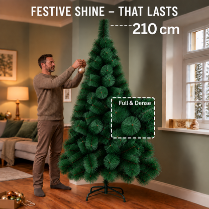 Artificial Fir Tree MONTIA, 210 cm, 280 tips, Metal Support, Green